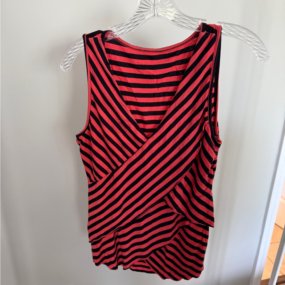 13. Striped Red and Black Women's Top